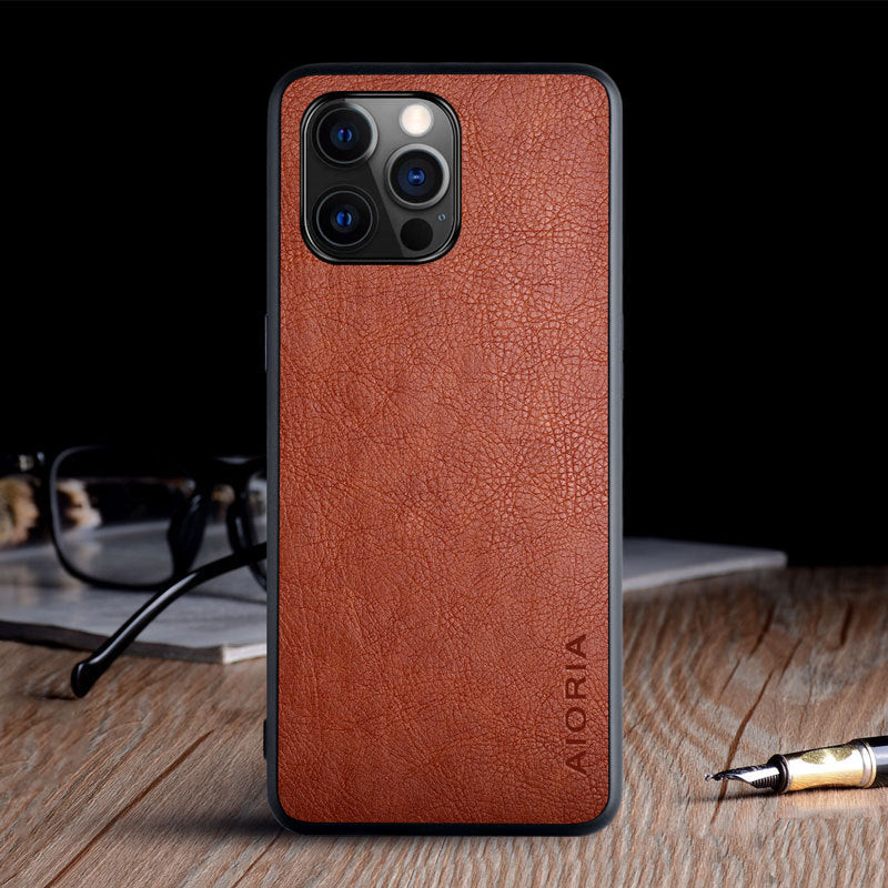 Compatible with Apple, Iphone 12 Pro Max Mobile Phone Case With Lychee Pattern Mobile Phone Case