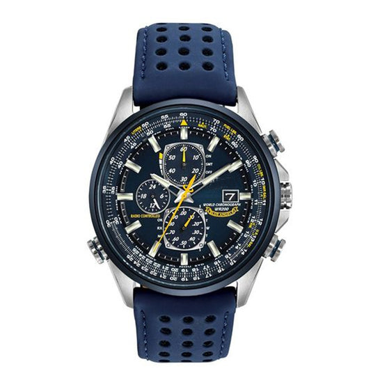 Men's Steel Belt Leather Quartz Full-function Blue Angel Hand Watch