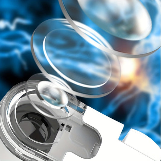 Close-up of a 60X mobile phone microscope lens with attached clip, showcasing its magnification capabilities.