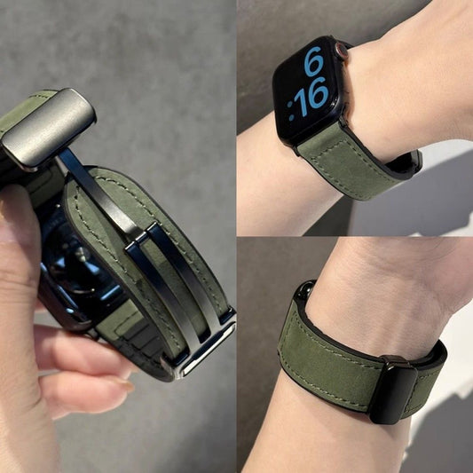 Watch Band Folding Magnetic Buckle Genuine Leather