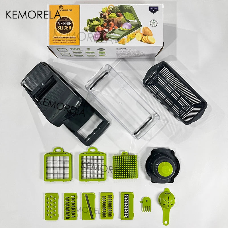 14/16 in 1 Vegetable Multifunctional Chopper Onion Potato Chopper Food Grate Food Grade Grater Kitchen Vegetable Slicer Dicer